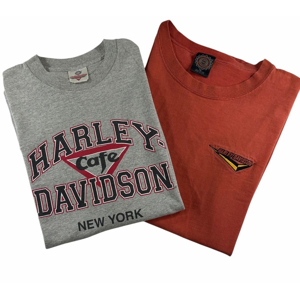 Lot Of 2 90s Y2K Vintage Harley-Davidson T-Shirt Made USA Licensed Motorcycles